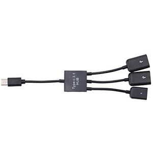 Leya-US Reserveonderdeel Draagbare USB-C/Type-C Mannelijk naar Dual USB-poorten Vrouwelijk + Micro USB Vrouwelijke Mini Kabel Hub Splitter Adapter