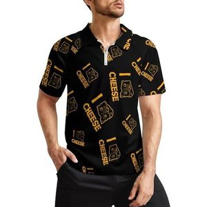 I Love Cheese heren golfpoloshirts klassieke pasvorm T-shirt met korte mouwen bedrukt casual sportkleding top S