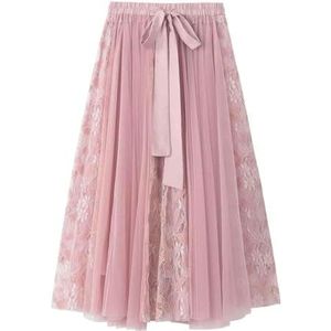 Tule rok dames hoge taille geborduurde rok gelaagde paneel mesh jurk fee rok elastische tailleband met volwassen tule rok