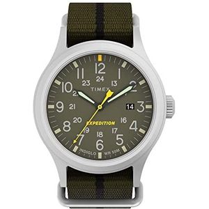 Timex 40 mm Expedition Fabric Strap Watch Silver/Green/Green Stripe One Size