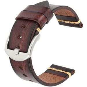 dayeer Maikes lederen horlogeband voor Timex horlogeband voor Omega horlogeband voor Tissote polsbanden (Color : Dark Brown-silver, Size : 24mm)