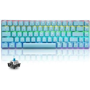 T8 RGB 60% Mechanisch Toetsenbord, Bedraad Gamingtoetsenbord Compact 65% Layout, 18 RGB LED-Backlit, QWERTY Mini 68 Toetsen Full Keys Anti-ghosting voor PS4, Xbox, PC, Laptop, MAC - Blue/Blue Switch