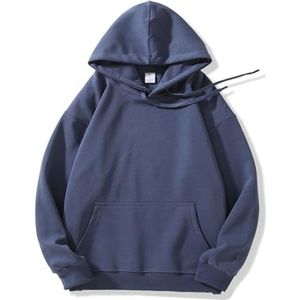 Dames Hoodie Met Capuchon, Trekkoordzak, Lange Mouwen, Losse, Comfortabele Pasvorm(Deep blue,XXX-Large)