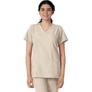 WonderWink 6255XKHAK1X W123 dames Basic V-hals Top, Khaki, Extended-1X Size
