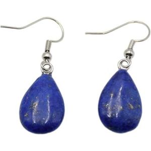 Tear Water Drop Paars Crystal Opal Crystal Lazuli Kralen Haak Dangle Natuursteen Hanger Oorbellen Handgemaakte Vrouwen Sieraden, lapis Lazuli