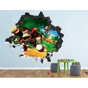 CSCH Muursticker 3D Muurstickers Donkey Kong Bros breken muursticker 3d sticker decoratief vinyl