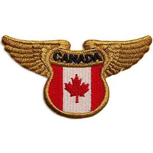 De vlag van Canada met gouden vleugels, geborduurde patch, National Ensign, Iron On (3,8 x 2,1 inch)