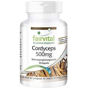 Fairvital | Cordyceps 500mg - HOOG GEDOSEERD - VEGAN - 90 capsules - Cordyceps sinensis paddenstoel