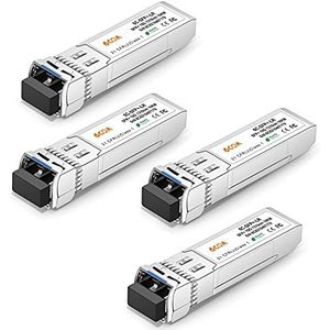 6COMGIGA 10GBase-LR SFP+-zendontvanger, 10G LC enkele modus module DDM, 1310 nm, 10 km voor Cisco SFP-10G-LR, Meraki MA-SFP-10GB-LR, Ubiquiti UF-SM-10G, Mikrotik, D-Link, Supermicro, Netgear [4 stuks]