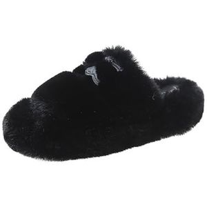 Slippers Zachte comfortabele dames slippers Winter Antislip Pluizige pantoffels Lichtgewicht pluche pantoffels voor buiten binnen pluche pantoffels (Color : Black, Size : 38-39/25cm)