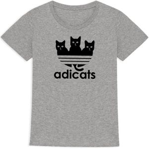 Adicats T-shirt voor dames, bedrukt in Frankrijk, 100% biologisch katoen, cadeau voor dieren, origineel grappig, Grijs, M