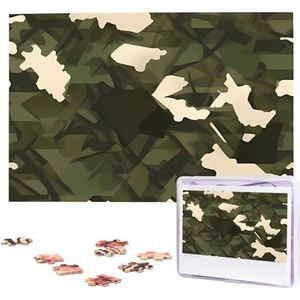 Leger camouflage puzzels 1000 stuks gepersonaliseerde legpuzzels voor volwassenen gepersonaliseerde foto met opbergtas puzzel houten foto's puzzel voor familie woondecoratie (74,9 cm x 50 cm)
