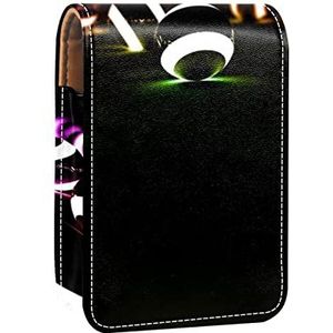 Awesome Shiny Biljart Lipgloss Houder Lipstick Case Draagbare Mini Lipstick Opbergdoos Reizen Lipstick Organizer Case met Spiegel voor Vrouwen, Meerkleurig, 9.5x2x7 cm/3.7x0.8x2.7 in