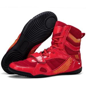 Hiuzylqx Hoge boksschoenen voor heren, lichtgewicht en ademend, geschikt voor gewichtheffen, bodybuilding, deadlift, powerlifting en sporttraining in de sportschool.,Rood,35 EU