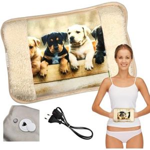 Powersell - Elektrische Warmwaterkruik | Zacht Pluche | Verlicht Spanning | Langdurige Warmte Tot 5 Uur | Hand- en Voetwarmer | Oplaadbaar | Max. Temp. 75°C, Pluche Dier