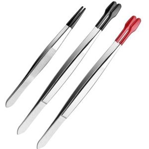 XAGMODSHN 3 stuks pincetten met rubberen punt-pincet, rubberen pincet met platte punt, pincet voor laboratoriumsieraden