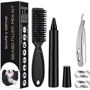 Beard Pen Kit baardvuller pen baardborstel scheerapparaat baardstift zwarte baard kleur baardstift baardvulpen baardvulpen baardkit baardvuller pen potlood borstel cover