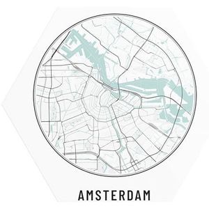 DEQORI Hexagon wandbehang, zelfklevend 55 x 47,6 cm, stadsplaatmotief Amsterdam, textielcanvas, verwijderbaar, decoratief en vormvast, voor woonkamer, kantoor, hal of kinderkamer