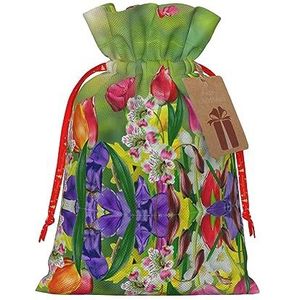 Lente Bloemen Print Trekkoord Gift Bag Kerstfeest Nieuwjaarsdag Snoep Bruiloft Valentijn Gunsten