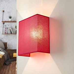 Stoffen wandlamp ALICE rood vierkant Loft E27 modern design wandlamp slaapkamer woonkamer hal