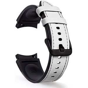 20mm horlogeband geschikt for Samsung horloge 4 40mm 44mm armband Compatible With Samsung Galaxy horloge 4 Classic 42mm 46 siliconen + lederen horloges4 bands (Color : White-Black, Size : WATCH4 CLA