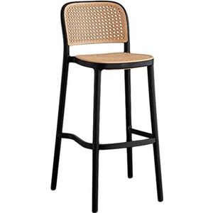 ZYDZ Stoelen voor eetkamer rotan eetkamerstoelen modern plastic voor keukenmeubels thuis stapelbaar bureau en stoel eenvoudige outdoor rug rotan eetkamerstoel eetkamerstoelen (kleur: zwarte barstoel)