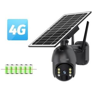 Bewakingscamera, 2K 4G Solar Security Camera Outdoor 4MP Draadloze PTZ Twee-weg Audio Menselijke detectie CCTV Cam Met 8W Zonnepaneel(4MP 4G NO SD Card)