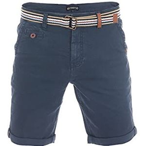 Riverso RIVKlaas Shorts/korte broek/bermuda voor heren; normale pasvorm; met riem; voor de zomer; 98% katoen; keuze uit diverse kleuren en maten, Dark Blue (19400), 38