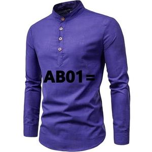 YMING 01 Heren lange mouwen werk kantoor effen overhemd met knopen AB01 violet 3XL