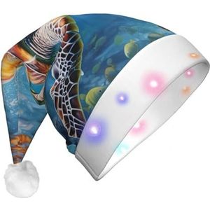 SSIMOO Sea Turtles Christmas Party Hat - Volwassen Gloeiende Kerstman Hoed Met Led Lichten,Feestelijke Feestaccessoires