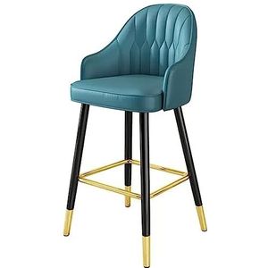 Barkrukken Keuken Barstoelen Barkrukken Gestoffeerde Lederen Barkrukken Met Rugleuning En Voetensteun Barstoel Bistrokruk (Color : Blue, Size : 75cm)