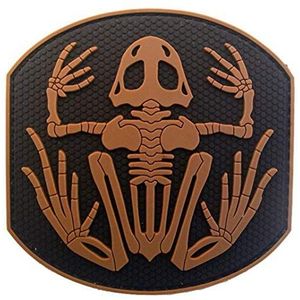 Ohrong Navy Seals Skelet Kikker Devgru 3D PVC Tactische Moreel Patch Rubber Schedel Bone Badge Armband Embleem Applique met Haak Backing (Bruin)