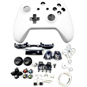 Wit voor XboxOne S Extra DIY Behuizing Case Shells Volledige Set Vervanging, voor Xbox One S Draadloze Controllers Model 1708, Buitenbehuizing Covers Platen, Knoppen, ThumbSticks, Handgrepen 30 STKS