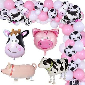 Sursurprise Boerderij Dier Thema Ballonnen Garland Arch Kit 88 Pack Wit Zwart Roze Feestdecoratie voor Baby Douche Meisje Verjaardag