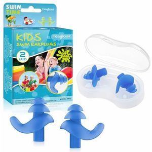 Hearprotek Zwemoordoppen voor kinderen, 2 paar waterdichte, herbruikbare siliconen oordopjes voor zwemmers, douchen, surfen en andere watersporten (blauw)