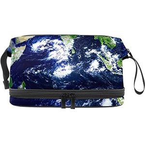 Grote capaciteit reizen cosmetische tas,Aarde Universum,Make-up tas,Waterdichte make-up tas Organizer, Meerkleurig, 27x15x14 cm/10.6x5.9x5.5 in