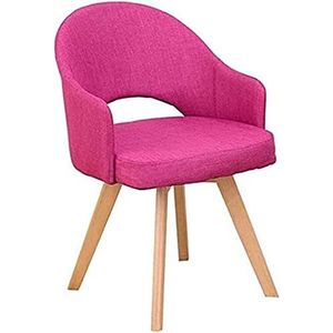 GEIRONV Moderne stoffen eetkamerstoel, for woonkamer slaapkamer keukenstoelen met houten poten gestoffeerde stoel Accent vrijetijdsstoelen Eetstoelen (Color : Rose red, Size : 48x46x78cm)