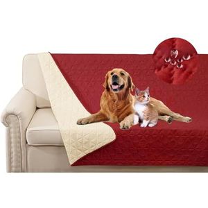 SHUOJIA Waterdichte huisdierdeken, bankovertrek voor huisdieren, bescherming voor huisdierbank, grote dekens voor honden en katten, banktopper (100 x 127 cm, rood)