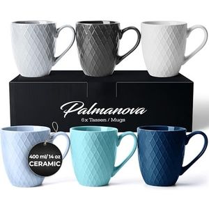 Miamio Set van 6 gekleurde tassen/mokken - 400ml