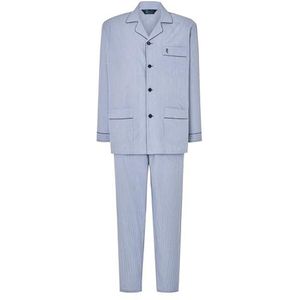 El Búho Nocturno Lange pyjama voor heren, klassieke pyjamaset voor heren, overgangsjas, knoop, ziekenhuis, popelin, satijn, vulling à fil, pyjama (marineblauw gestreept, blauw-1531) (XL), Pyjama,