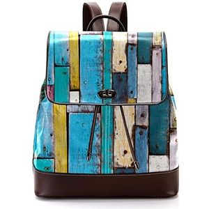 Kleurrijke houten patroon gepersonaliseerde toevallige dagrugzak tas voor tiener, Meerkleurig, 27x12.3x32cm, Rugzak Rugzakken
