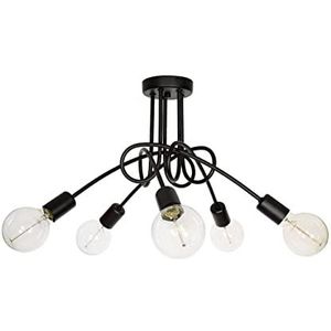 Light-Home Industrieel Pendellamp Edison - Moderne Hanglampe voor Woonkamer, Slaapkamer Eetkamer en Keuken – Metaal - 5 Lichtbronnen - Zwart