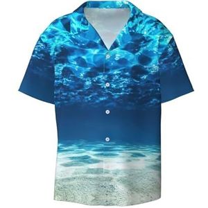 OdDdot Onderwater oceaanzicht print heren button down shirt korte mouw casual shirt voor mannen zomer business casual overhemd, Zwart, M