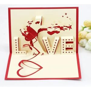 Huwelijksuitnodigingen 3D pop-up kaarten huwelijksuitnodigingen feestgeschenken bruiloft wenskaart verjaardag Valentijnsdag geschenken ansichtkaart voor bruiloft, verloving, jubileum (kleur: stijl 9,