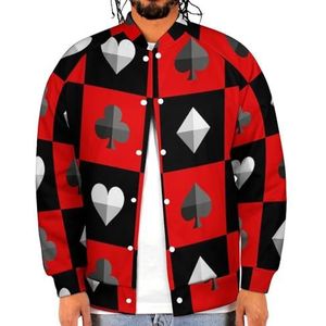 Kaart Pak Schaakbord Rood Zwart Grappige Mannen Baseball Jacket Gedrukt Jas Zachte Sweatshirt Voor Lente Herfst