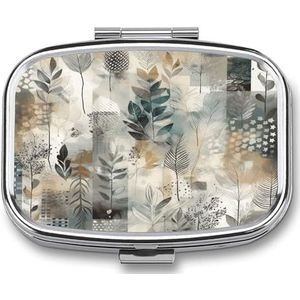 Kleine pillendoos 2 compartimenten geneeskunde pillendoosje draagbaar noodlijdend patroon bedrukte pillencontainer voor zak of portemonnee pillendoos metalen geneeskunde vitamine organizer