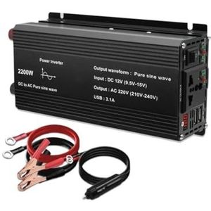 Spanningsomvormer Auto-omvormer 3000W Zuivere Sinusomvormer DC12V AC220V 230V Buitenspanningsomvormer Europees(Eu 50Hz,2200W peak)