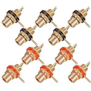 10 stuks/partij RCA Stekker Vrouwelijke Jack Socket Solder Draad Plug RCA Panel Mount Chassis (Kleur: 5xRood 5xZwart)