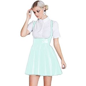 Glanzend PVC Leren Lady Bodycon Geplooide Jurk Dames,lichtgroen,XXL