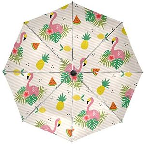 Schattig Baby Gift Flamingo Ananas Paraplu Automatisch Opvouwbaar Auto Open Sluiten Paraplu's Winddicht UV-bescherming voor Mannen Vrouwen Kinderen